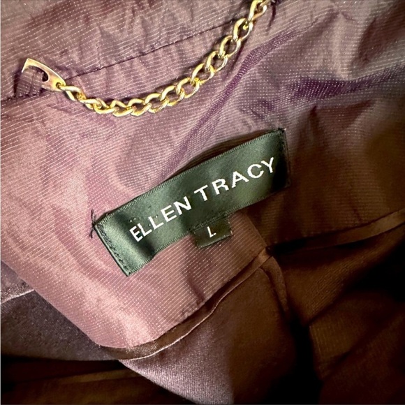 Ellen Tracy Plum Colored Raincoat w/Drawstring Waist - Picture 9 of 9